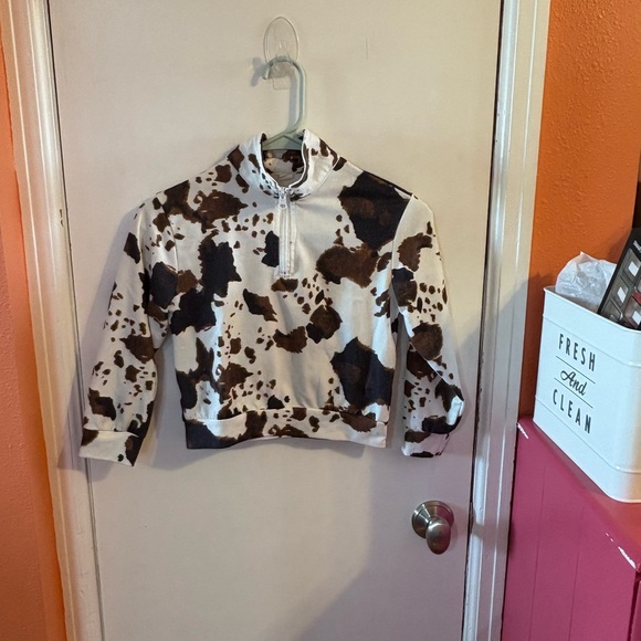 Other - Cow Print Quarter-Zip Pullover